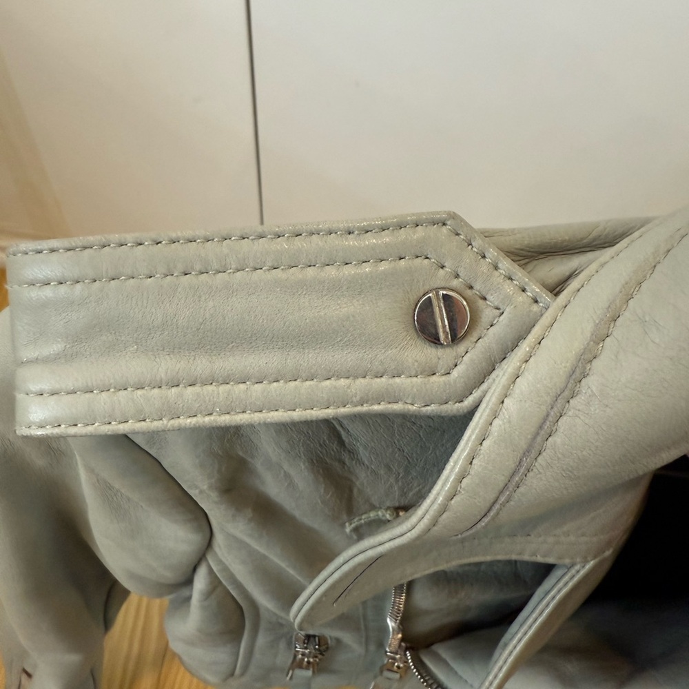 Balenciaga Leather Motorcycle Jacket Early 2000s Nicolas Ghesquière Gray Size 38 - Picture 7 of 11